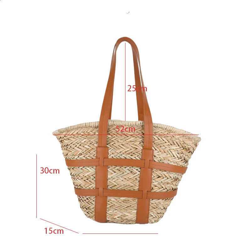 n Straw Bag Bohemian Beach Shoulder Fashion Hand Woven Handbag Large Capacity Lafia Travel 240820