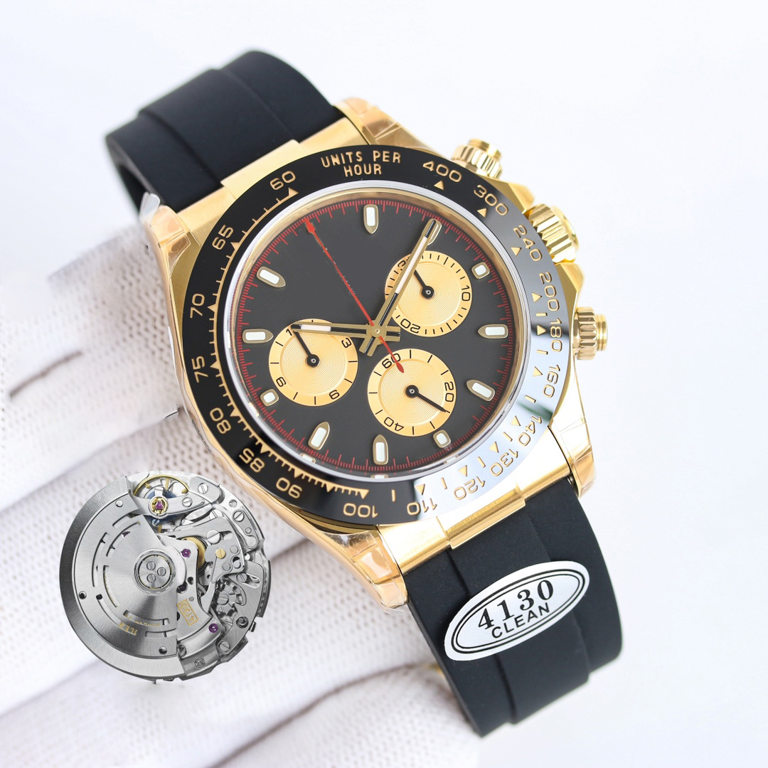 Designer for Men 4130 Movement Watches 40mm Chronograph Watch Sapphire Crystal Ceramic Bezel 904L Stainless Steel Montre de Luxe Clean Factory