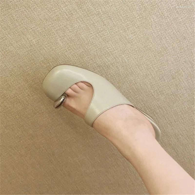 Slippers Designer Women Closed Toe Summer Sandals High Heel Dress Pumps Ladies Flip ps Mules Metal Decor Half 241102