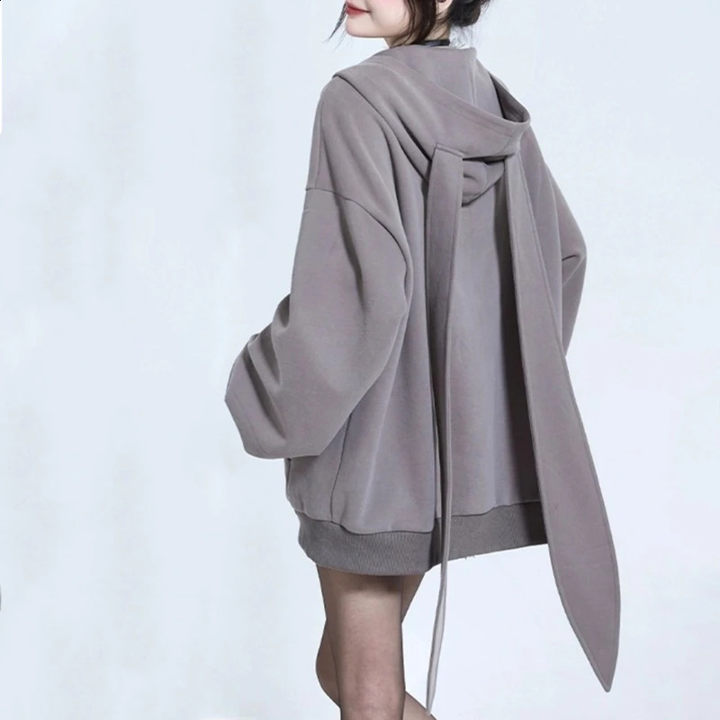 Women Long Sleeve Oversized Sweatshirt Coat Long Rabbit Ears Hoodies Jackets 240724