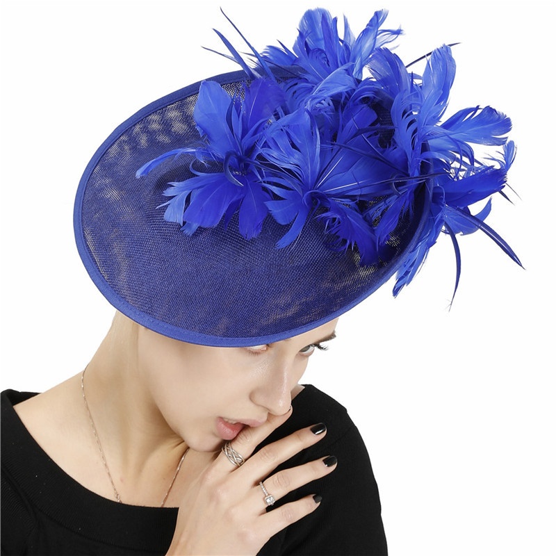 Millinery Caps With Headbands Accessories Imitation Sinamay Derby Cocktail Hat Women Bridal Hair Fascinators Feather Fancy