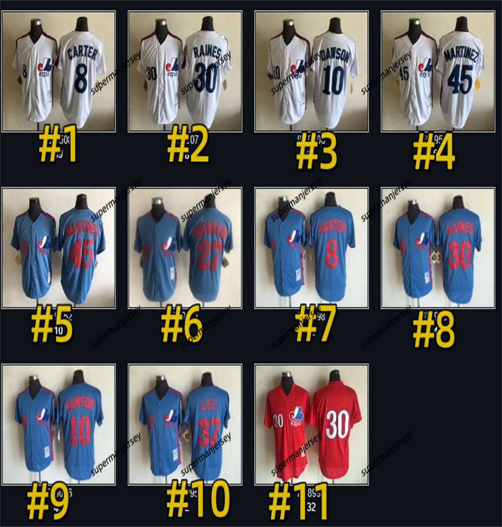 Retro Baseball Jersey Montreal Expos 14 Pete Rose 49 Warren Cromartie 33 Larry Walker 37 Steve Rodgers 51 Randy Johnson vintage Mitchell Throwback jersey