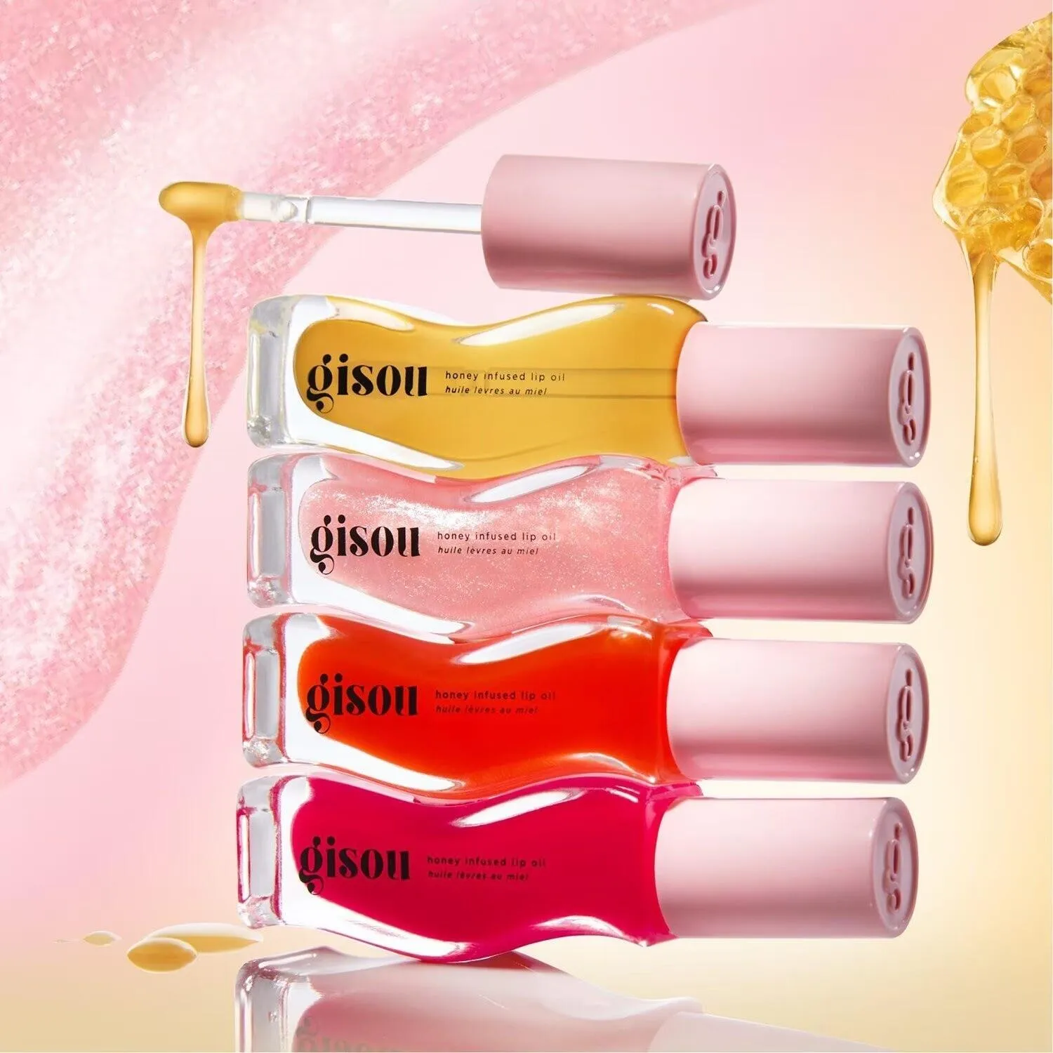 Gisou Lip Oil Moisturizing Lipgloss Coconut Frost Honey Gold Mango Passion Punch Strawberry Sorbet Watermelon Sugar 9ml Make Up plumping Honey Infused lip gloss