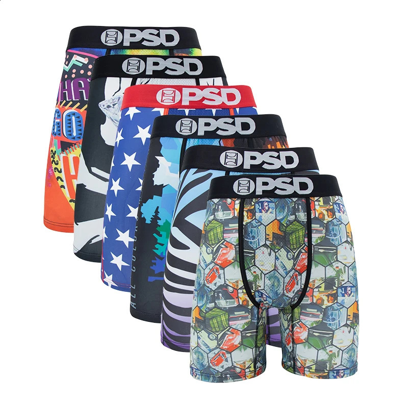 6Pcs Fashion Printed Men Underwear Boxer Cueca Male Pantiesy Lingerie Men Underpants Boxer Briefs Sexy S-XXL Mens Boxers Trunks 240709