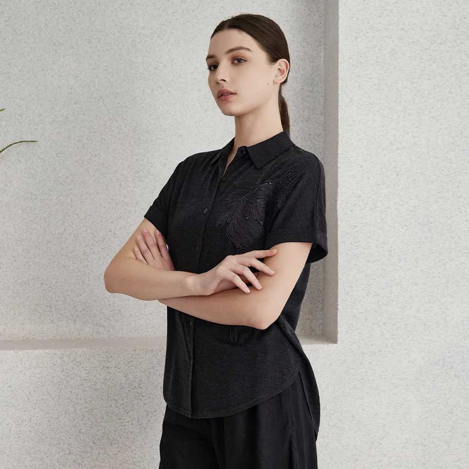 Womens T-Shirt BC-7 Luxury Womens Clothing Merino Wool Pullover Sweaters Woman Silk Cloth Woolen Ladies Clothes Embroidery Polo ShirtL24723