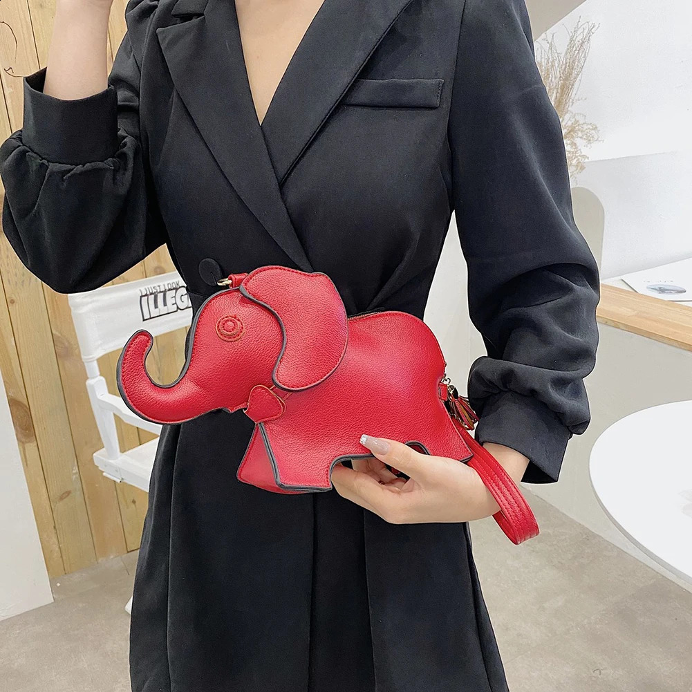 Ship from U.S. Fashionable womens cross body messenger bag interesting elephant shaped shoulder bag er casual wallet womens wrist bag 250228FBB