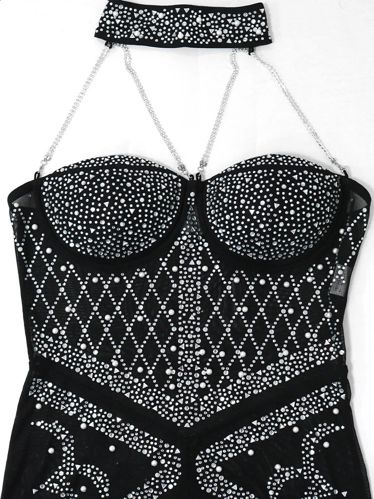 iDress Sheer Mesh Rhinestone Bodysuit Shorts Jumpsuit Birthday Outfit Sparkly Sexy Club Body Romper One Piece Party Overalls 240715