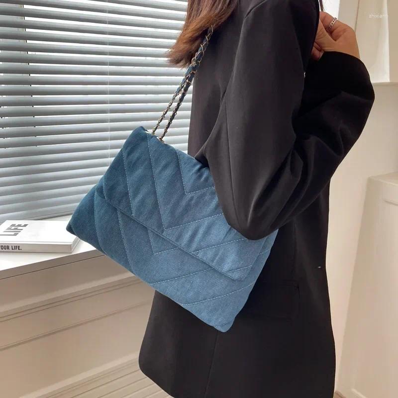 Free Shipping Shoulder Bags Vintage Bag For Women Denim Blue Dia Messenger Large Capacity Work Study Street Tote Purses And Handbags Designer Bag Luxu