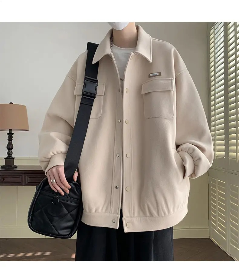 All Match Versatile Spring Autumn Fashion Mens Solid Casual Shirt Loose Pockets Letters Jacket Coat Cool Boy Soft Solid Warm 240719