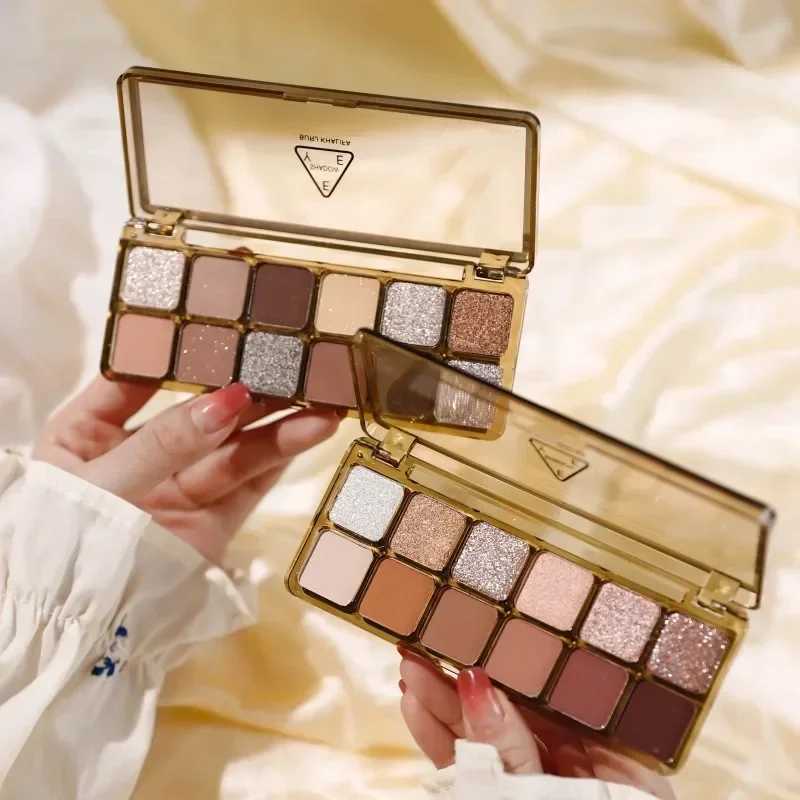 12 color super shiny cement eye shadow palette matte pearl shiny eye shadow cold tea brown eye shadow female beauty cosmeticsW240730