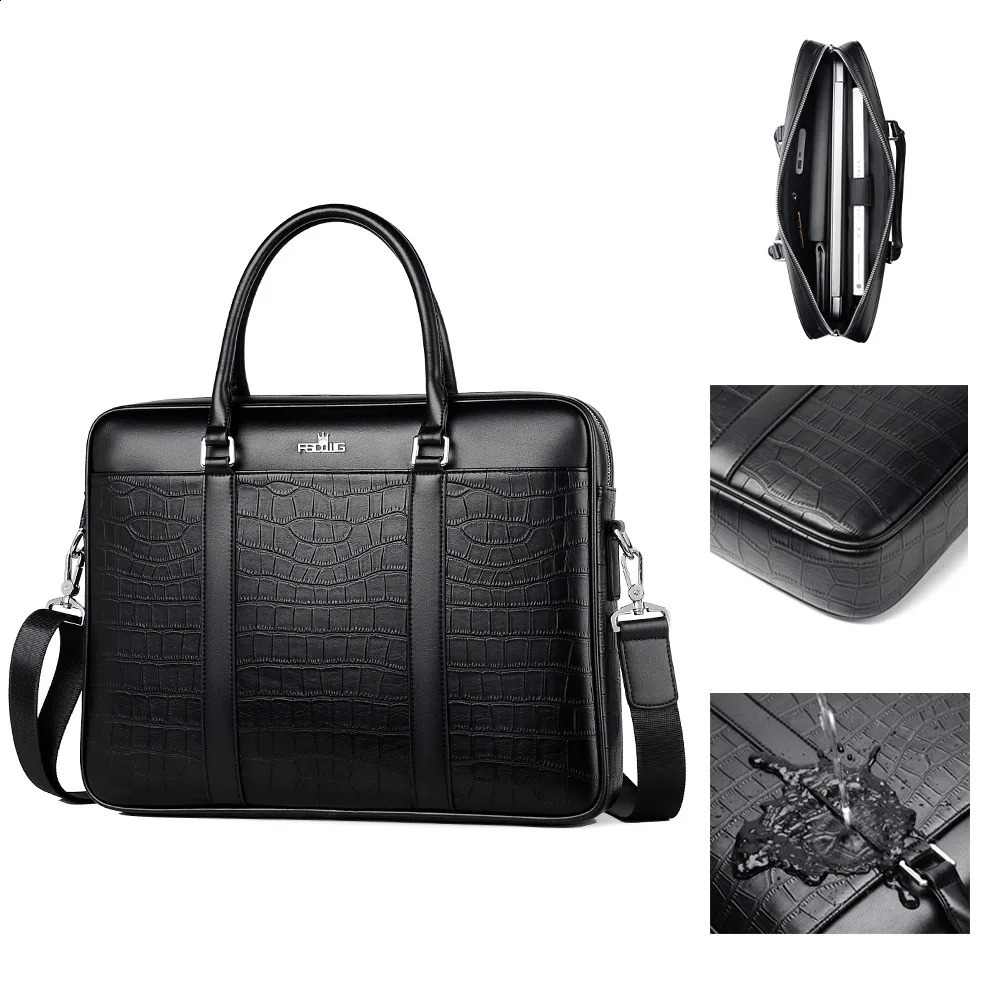 Fashion Men Business Briefcase Laptop Bag For Air DELL HP 14.1 Laptop Handbag For Man Pattern Leather Handbags 240723