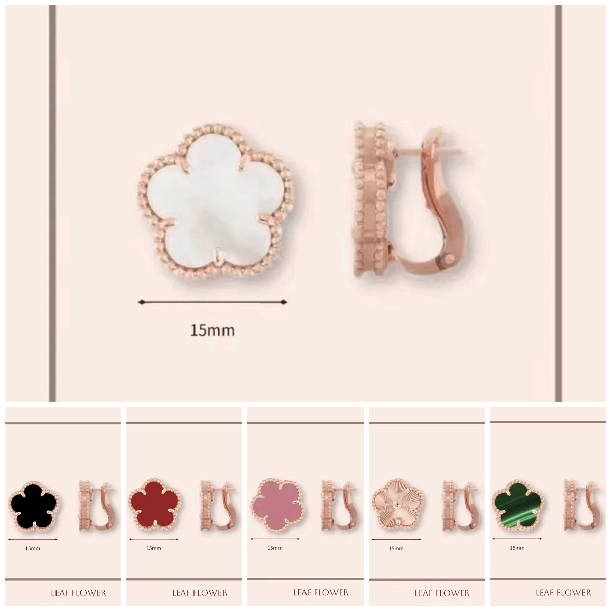 earrings designer for women luxury jewelry clover earrings stainless steel jewelry mother of pearl onyx flowers earrings clip on earring earings fashion party gift