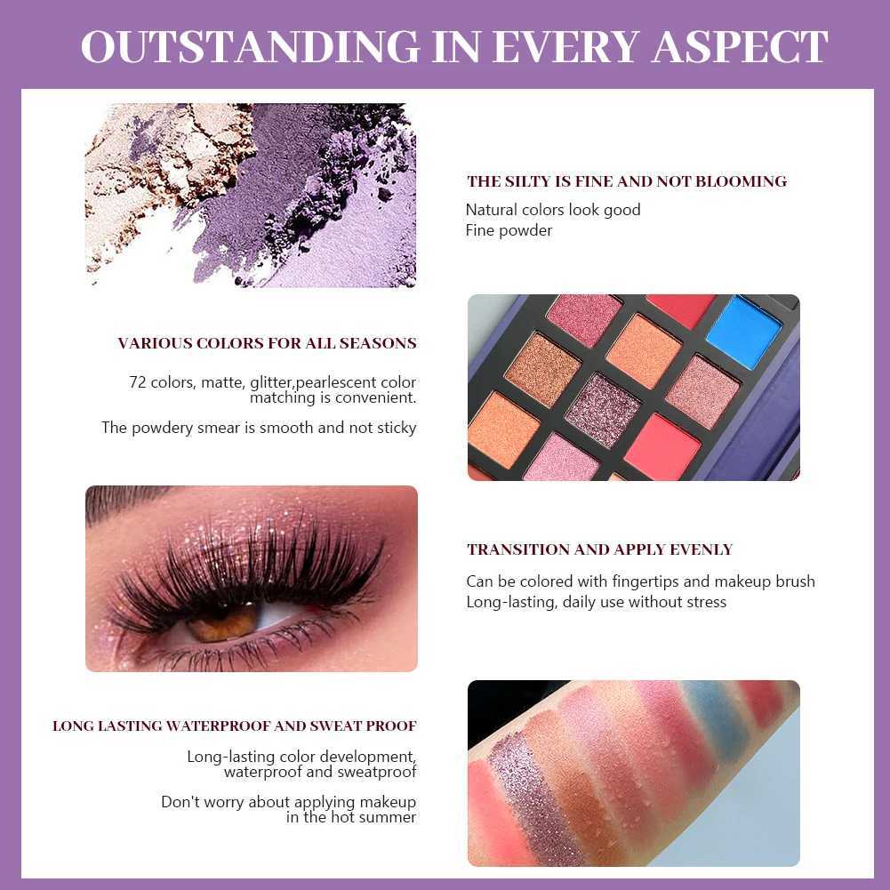 72 color glitter eye shadow palette brightness glitter shimmer high gloss eye shadow palette makeup cosmeticsW240730