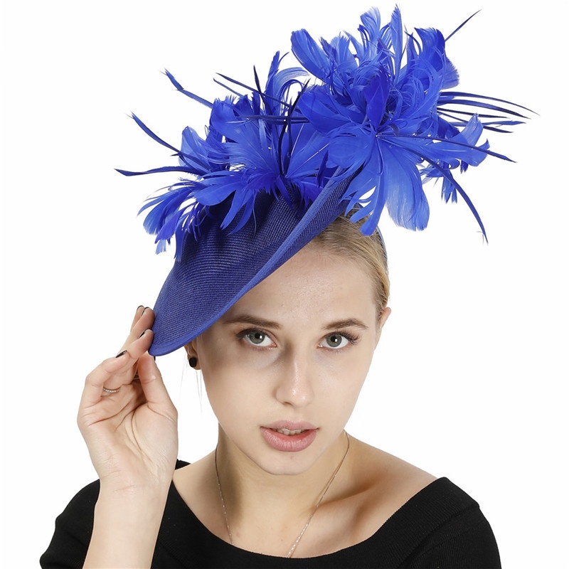 Millinery Caps With Headbands Accessories Imitation Sinamay Derby Cocktail Hat Women Bridal Hair Fascinators Feather Fancy