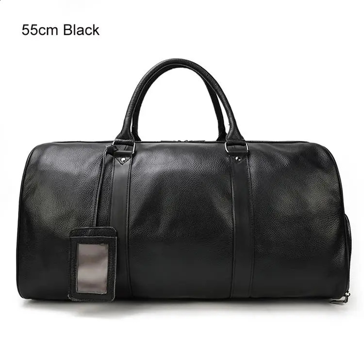 DHXJ Genuine Men Women Cow Leather Carry On Lage Travel Shoulder Male Female Weekend Duffle Bag 240723
