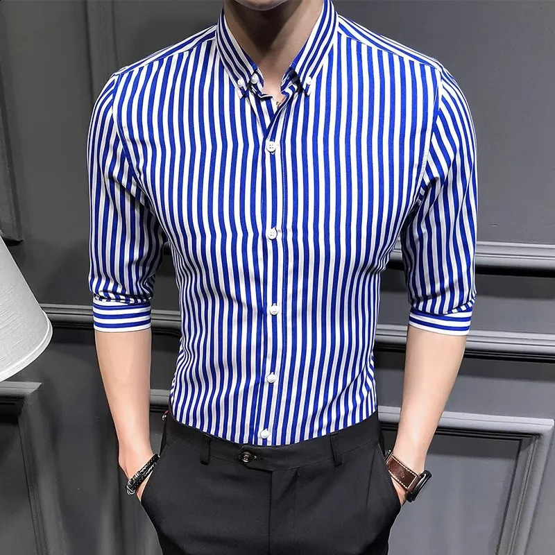 Shirts for Men Korean Slim Fit Half Sleeve Shirt Mens Casual Plus Size Business Formal Loose Wear Chemise Homme 5XL 240724