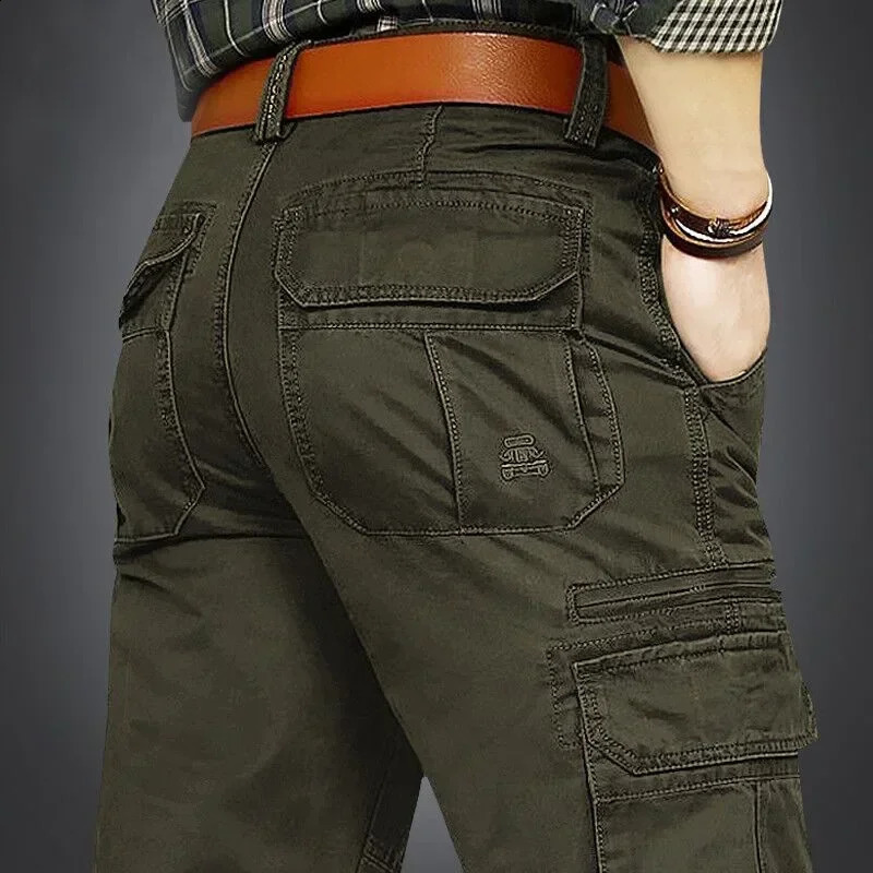 Mens cargo pants casual outdoor handcart hiking set mens work clothes training cotton 240810