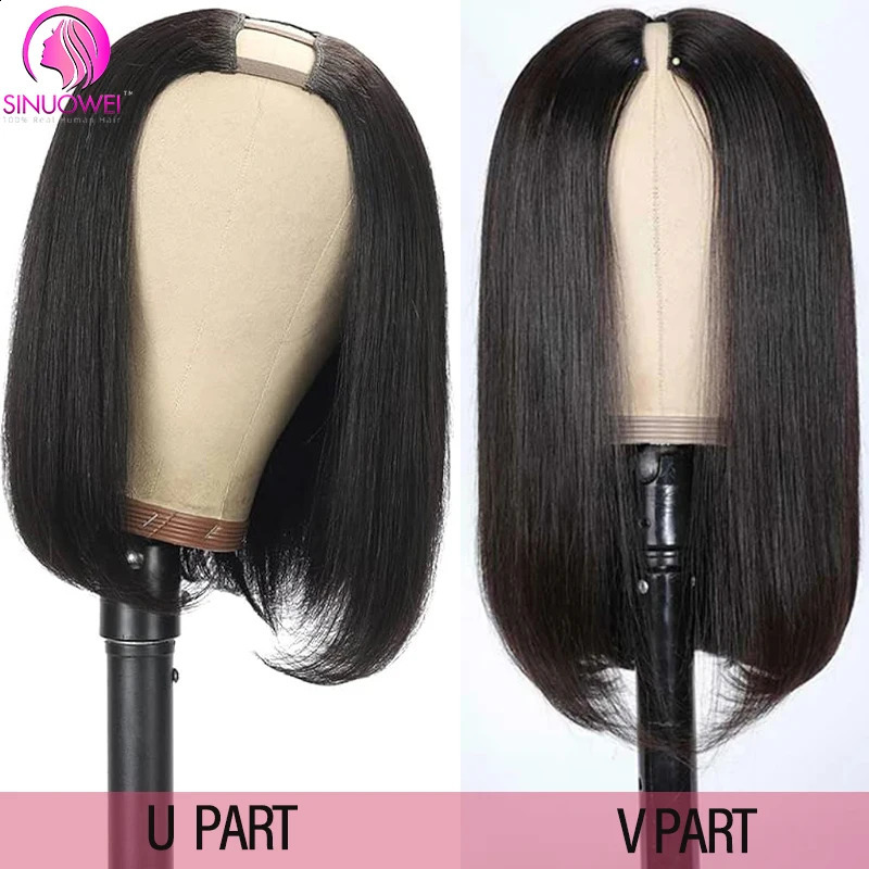 Short V Part Bob Wigs for Women Straight Short Human Hair Wigs Glueless U Part Wig Brazilian Short Bob Wigs Human Hair 240716