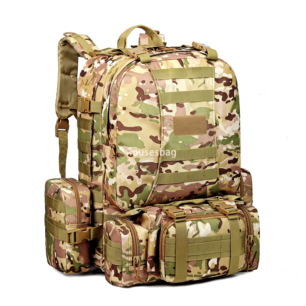 New color button outdoor combination backpack army camouflage tactical camping backpack large capacity Oxford cloth mountaineering