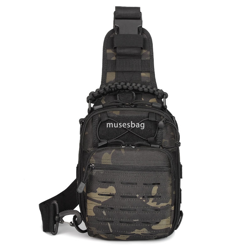 Sports outdoor tactical camouflage chest bag molle laser crossbody bag military fan hanging bag manufacturers direct supply