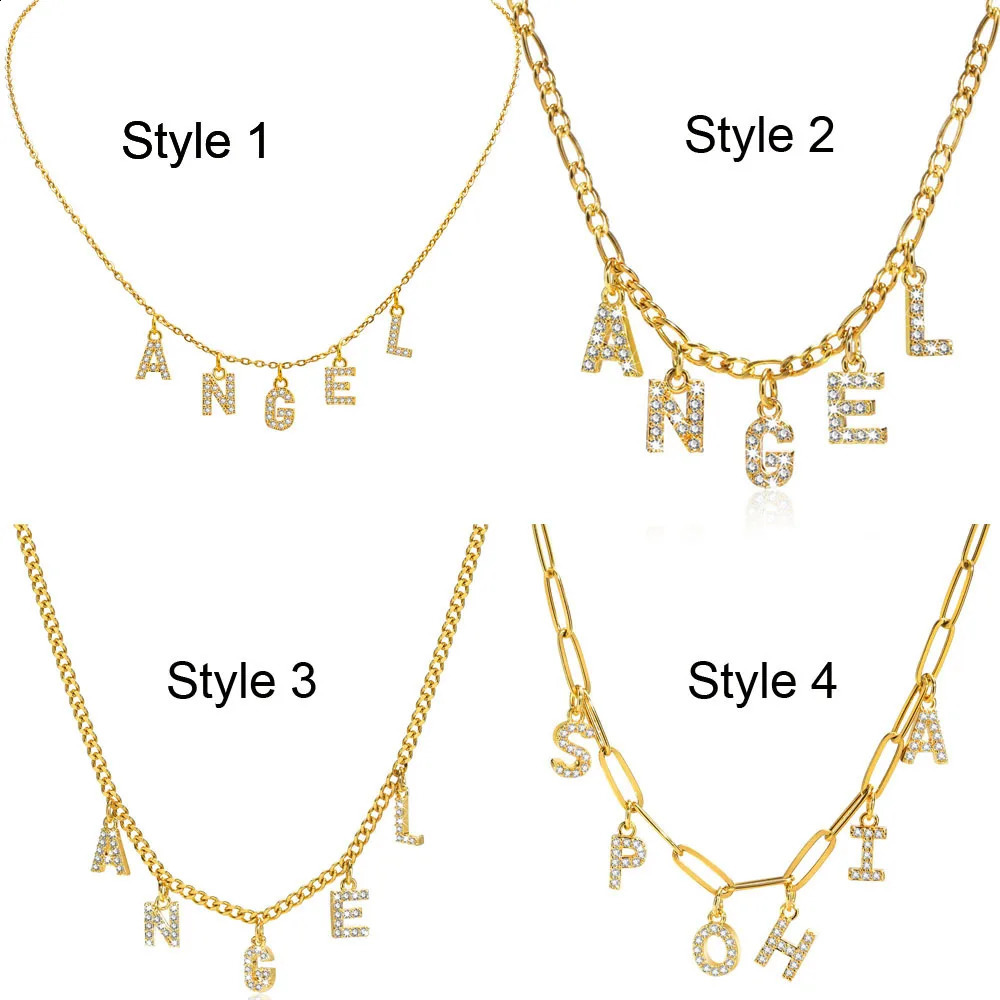 Personalized Initial Name Necklace Stainless Steel Women Alphabet Letter PendantInitial Collar Statement Charms Gift 250210