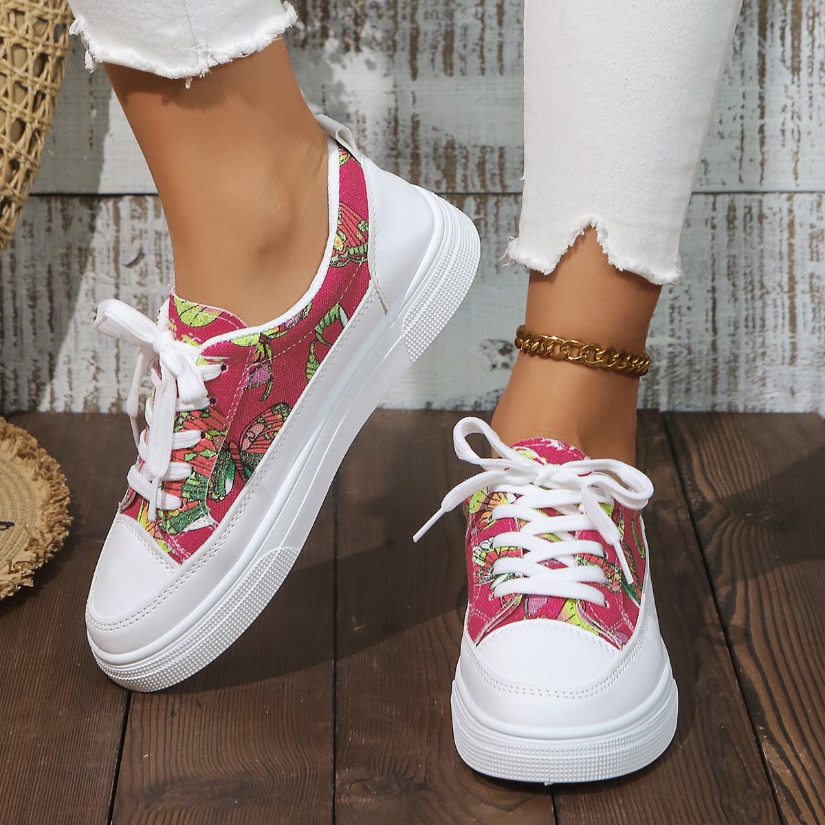 Ddmytiger Large-sized flat graffiti sports shoes for women, 2024 new casual canvas shoes, lightweight sneakers