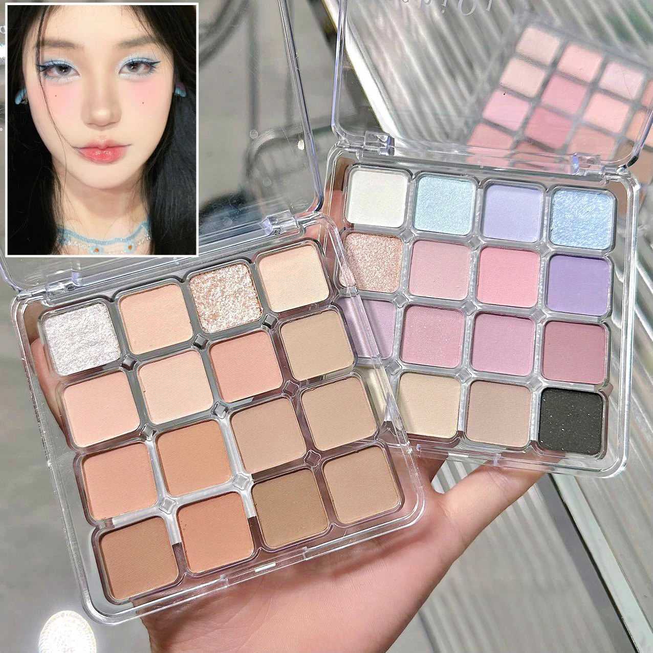 16 color pink blue pearl matte eye shadow palette glitter earth color eye shadow pigment waterproof durable Korean eye shadow makeupW240730