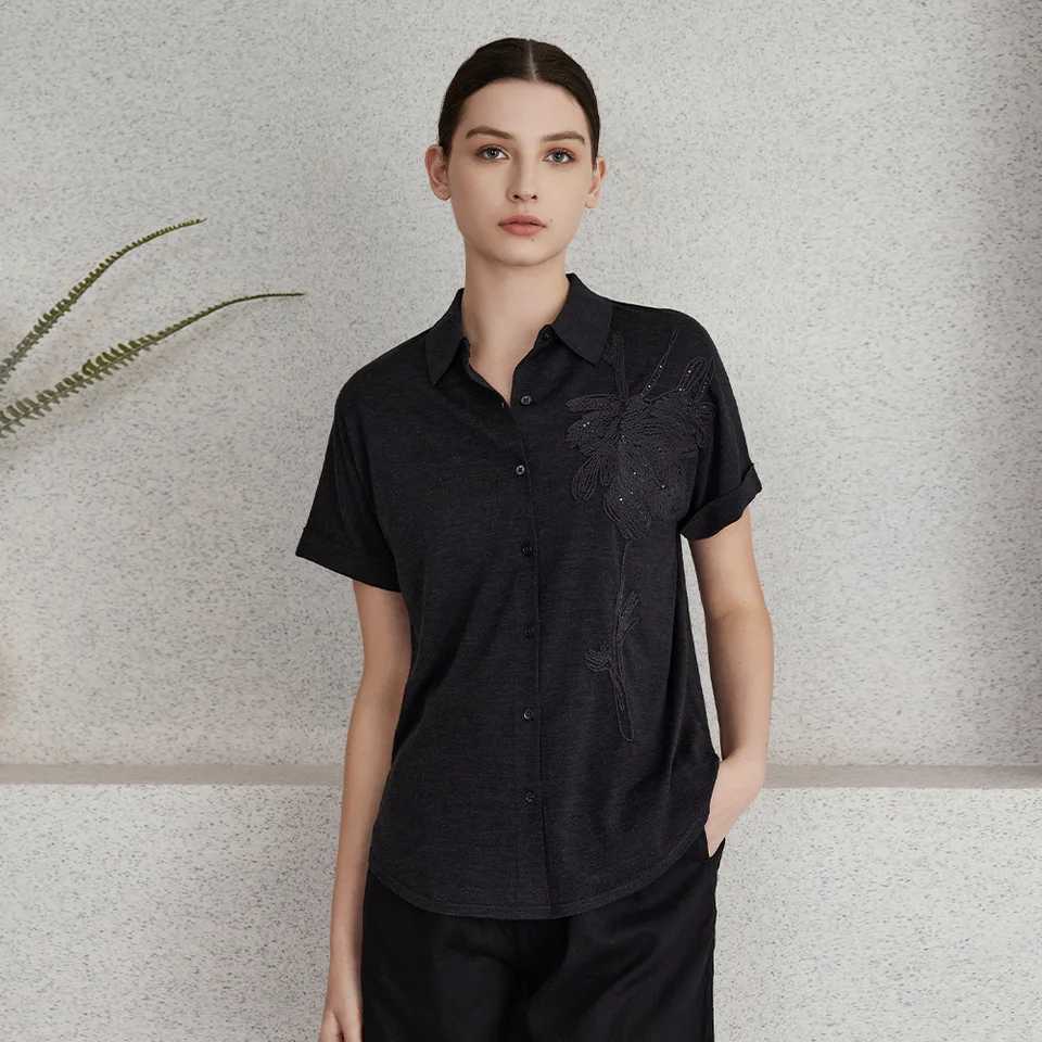 Womens T-Shirt BC-7 Luxury Womens Clothing Merino Wool Pullover Sweaters Woman Silk Cloth Woolen Ladies Clothes Embroidery Polo ShirtL24723