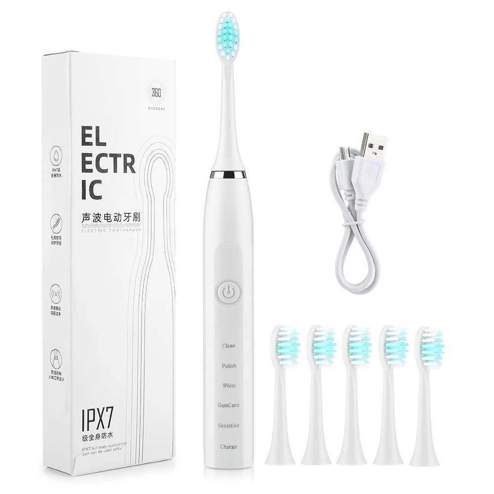 smart electric toothbrush Toothbrush Sonic Electric Toothbrush Rechargeable 4 Modes with 6 Replaceable Brush Heads Smart Timer Portable for Travel Wat