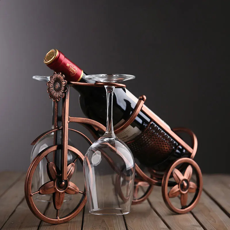 YOMDID Creative Carriage Bike Wine Rack Wine Glass Holder Vintage Wine Bottle Display Rack Bar Table Decoration Wine Organizer 240716