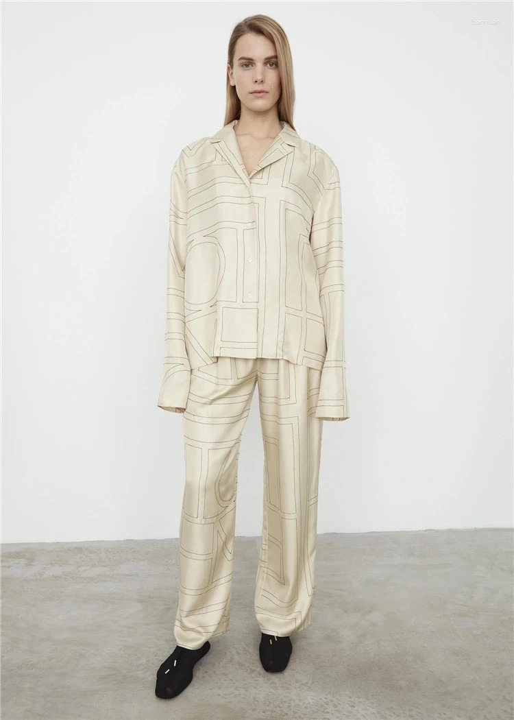 Women's Pants Totem Silk Embroidery Casual Drawstring Nighty Wide Leg