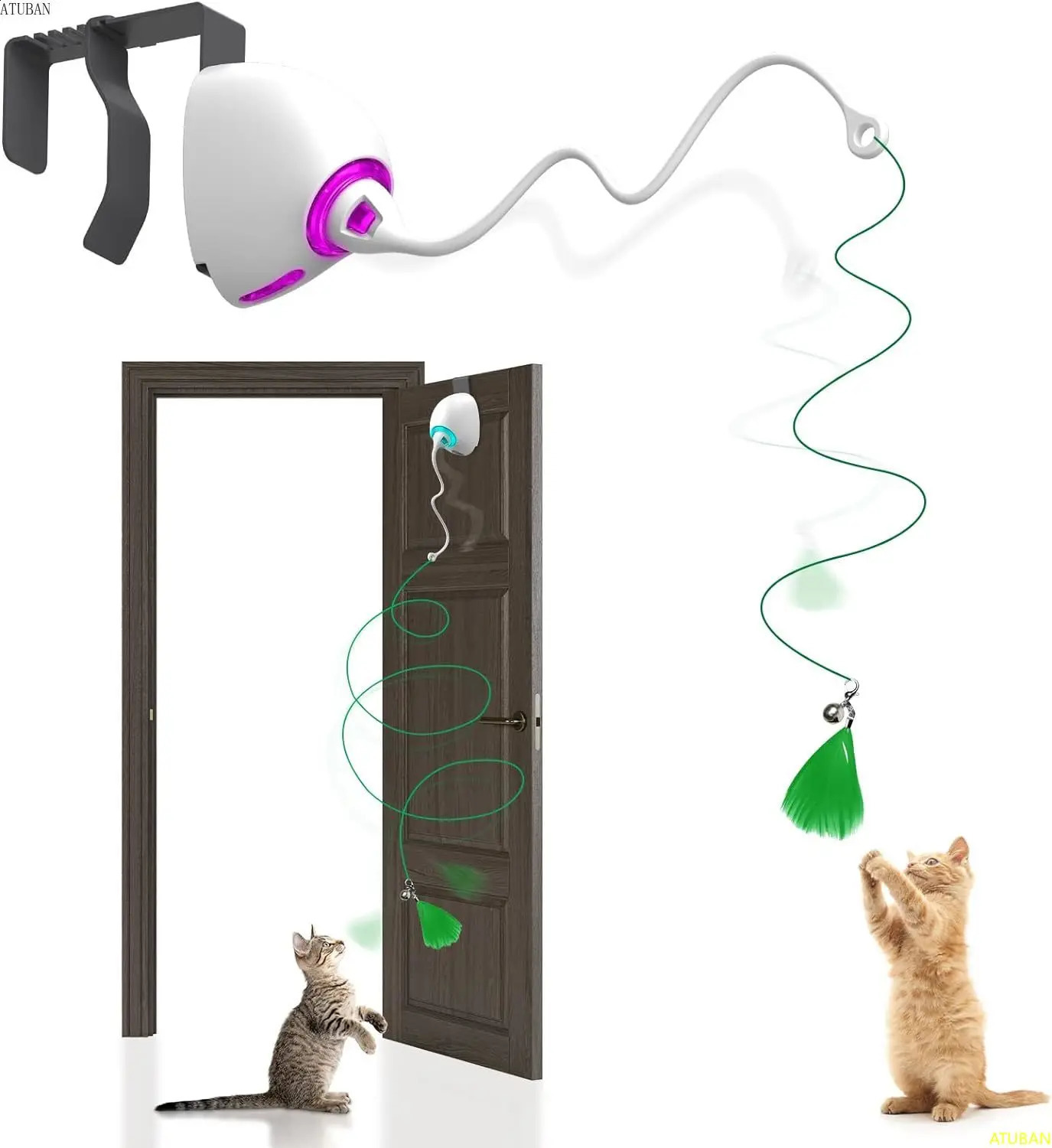 Cat Feather ToysHanging Electric Cat Toys for Indoor CatsRetractable Cat Teaser ToyExercise Kitten Toys Automatic Kitten Toy 240724