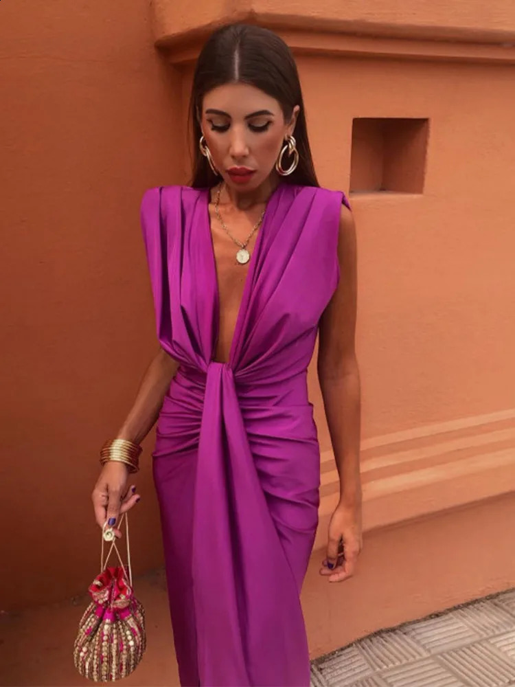 Women Elegant Split Long Dress Fashion Hollow Out Solid Sleeveless Vestidos Holiday Summer Ladies Evening Party Robes 240723