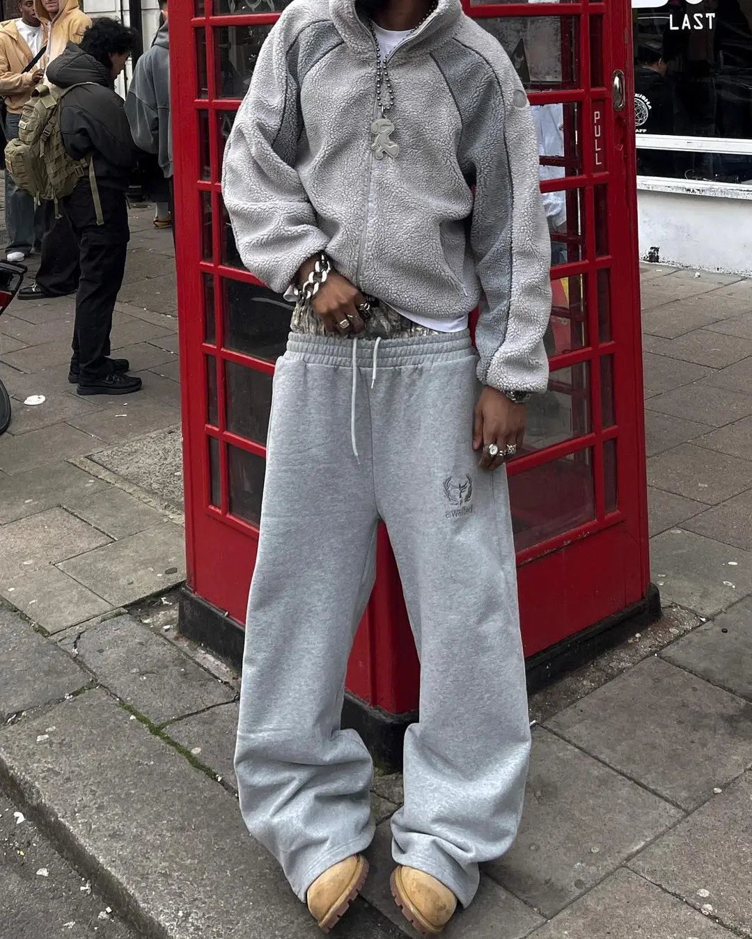 Streetwear Y2K Wide Leg Pants Men Retro Double Waisted Sweatpants Embroidered Camouflage Pattern Trend Casual Unisex Baggy Pants 240723