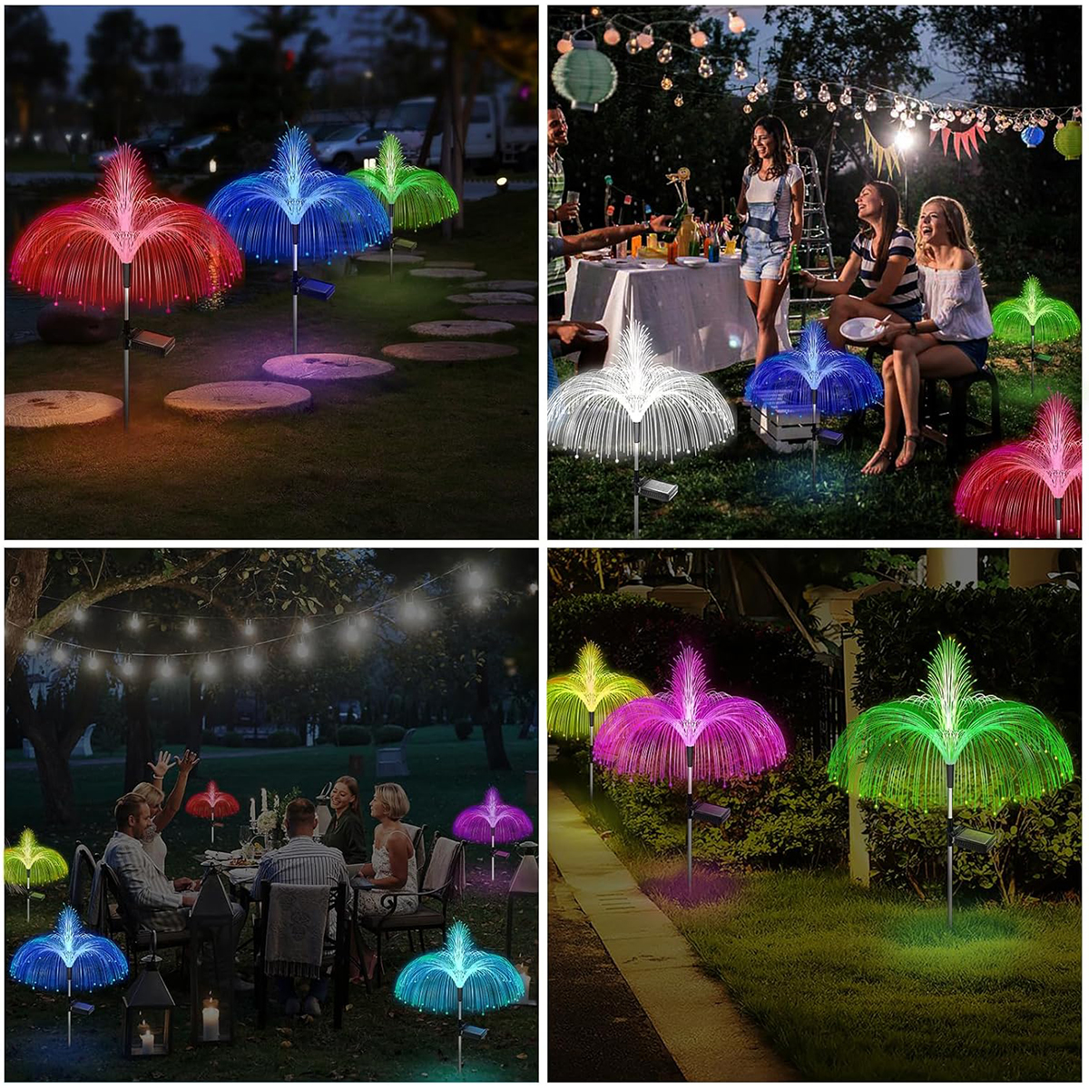 Solar Fiber Optic Single Tier Jellyfish Dog Tail Grass Garden Lawn Lights Patio Lights Landscape Lights Decorative Lights