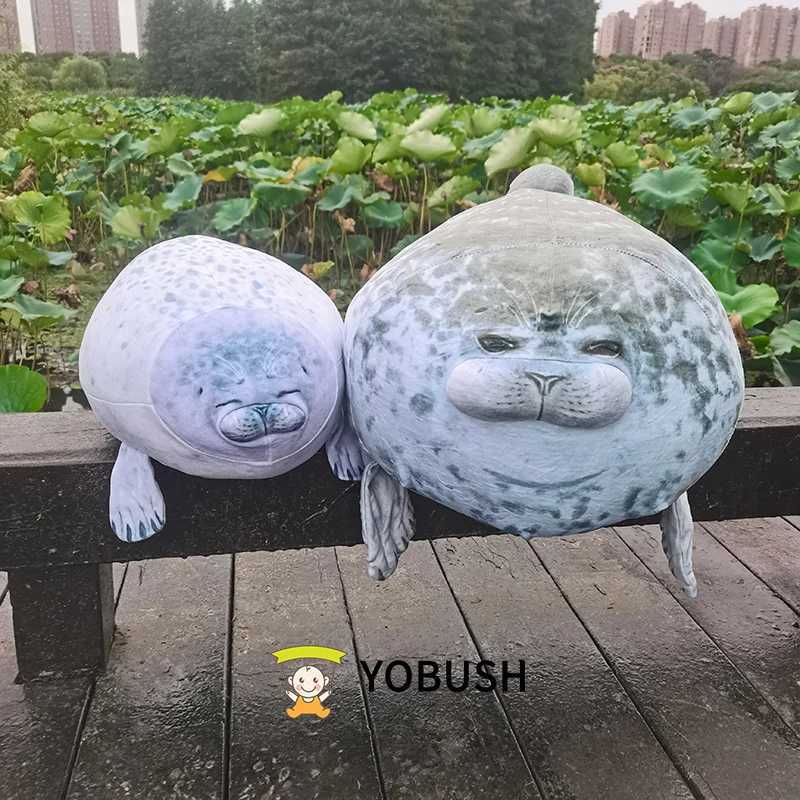 Plush Dolls NEW 80cm Giant Seal Lifelike Grey Sea Lion Aquatic Animal Soft Stuffed Doll HOT INS Plushie Gift z241122