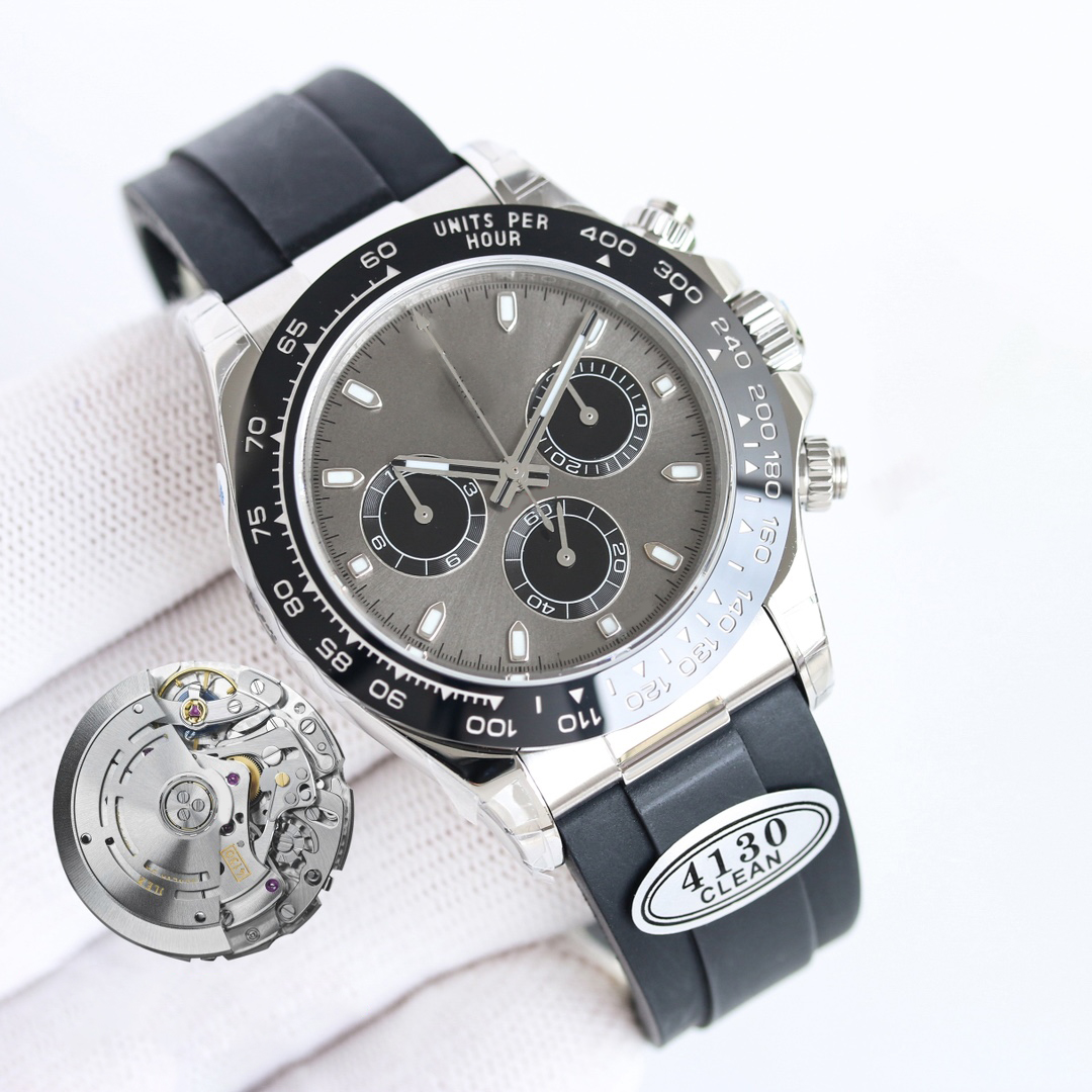 Designer for Men 4130 Movement Watches 40mm Chronograph Watch Sapphire Crystal Ceramic Bezel 904L Stainless Steel Montre de Luxe Clean Factory