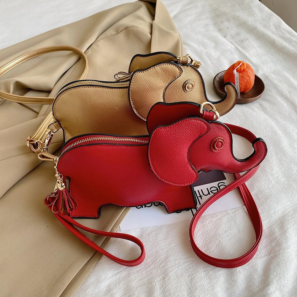 Ship from U.S. Fashionable womens cross body messenger bag interesting elephant shaped shoulder bag er casual wallet womens wrist bag 250228FBB