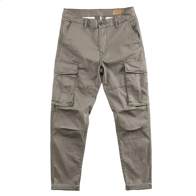 Mens loose straight leg cargo pants Korean casual summer multi pocket mens work 240819