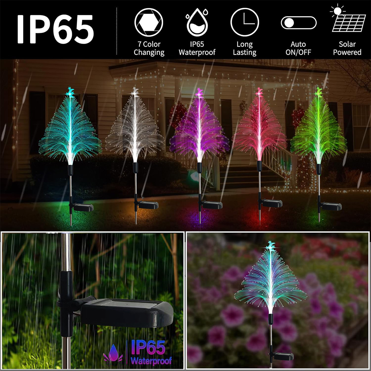 Solar Fiber Optic Moon Stars Christmas Tree Garden Lawn Lights Patio Lights Landscape Lights Decorative Lights