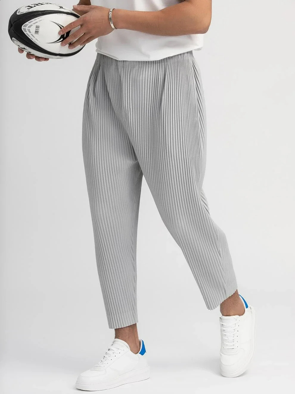 ALSEY Miyake Pleats Fold Harem Pants Mens Loose Series All-match Pants Casual Mens Bloomers Sports Men Clothing Trousers 240723