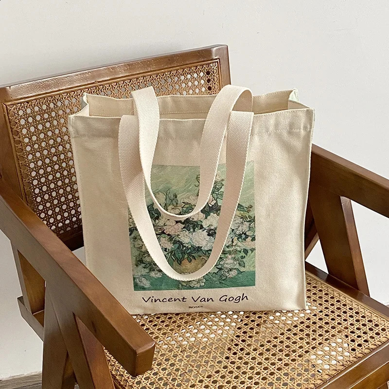 Van Gogh Morris Shoulder Bags for Women Vintage Shopping Bag with Handle Zipper Casual Canvas Tote Bag Bolsa Feminina 240724