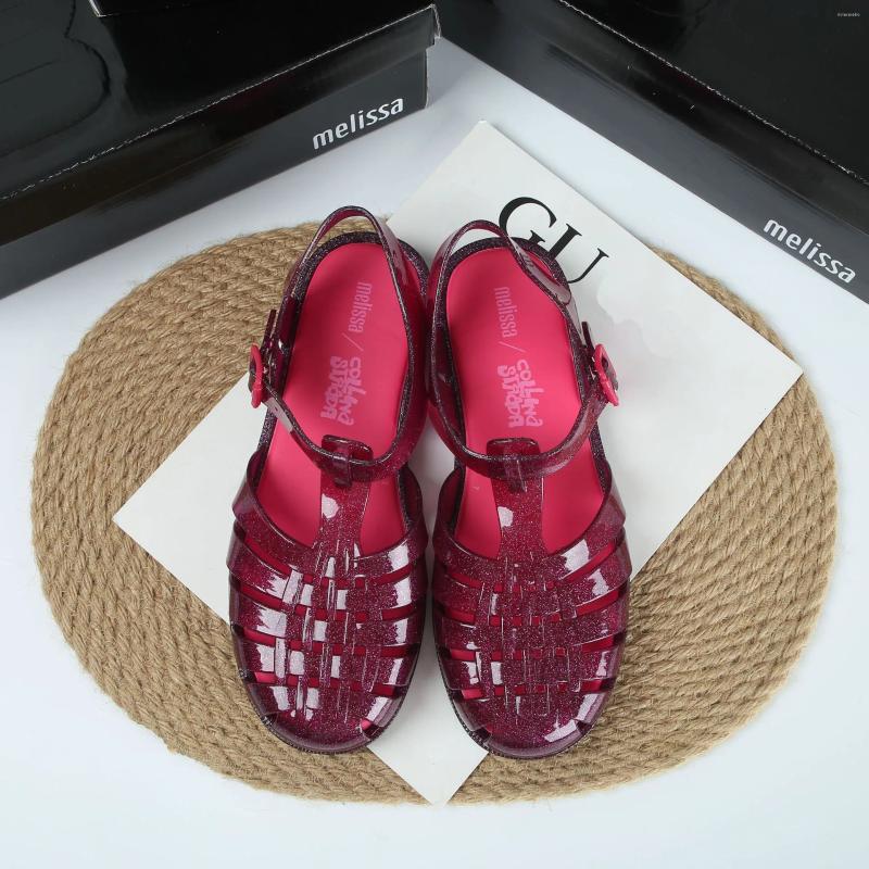 Sandals Retro Woman Shoes Beige Heeled Breathable Original Black Jelly 2024 Girls Flat Low Closed Comfort Fretwork Casual Buckle