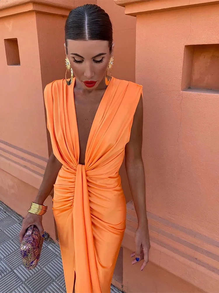 Women Elegant Split Long Dress Fashion Hollow Out Solid Sleeveless Vestidos Holiday Summer Ladies Evening Party Robes 240723