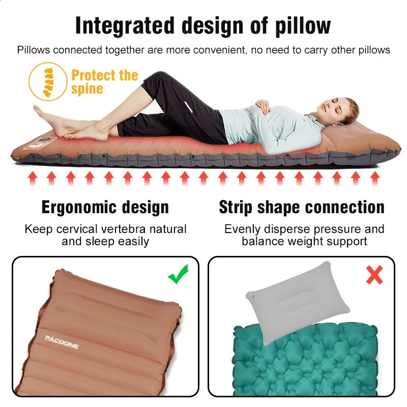 Ultralight Selfinflating Air Mattress Thicken Sleeping Pad Splicing Inflatable Bed Beach Picnic Mat Camping Tent Cushion 240716