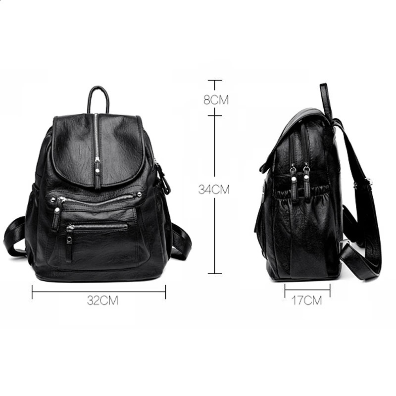 2024 Fashion Women Backpack High Quality Leather Backpack Casual Shoulder Bags School Bags Large Capacity Travel Backpacks 240723