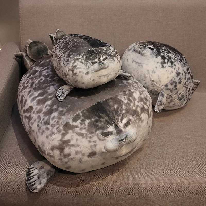 Plush Dolls NEW 80cm Giant Seal Lifelike Grey Sea Lion Aquatic Animal Soft Stuffed Doll HOT INS Plushie Gift z241122