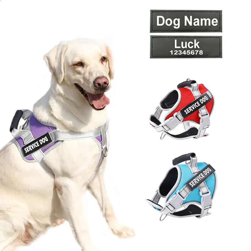 2025 new Personalized Name Dog Harness Service Adjustable Labrador Reflective For Large Dogs Walking Accessories 240722