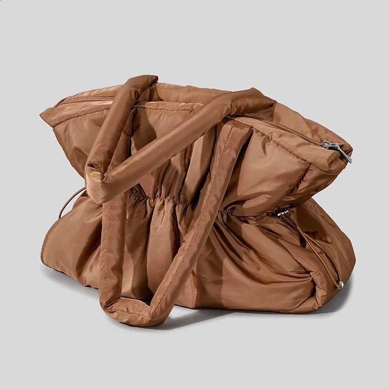 Pleated Nylon Puffer Bags For Women Handbag And Purses 2024 Fashion Large Capacity Drawstring Soft Shoulder 240723