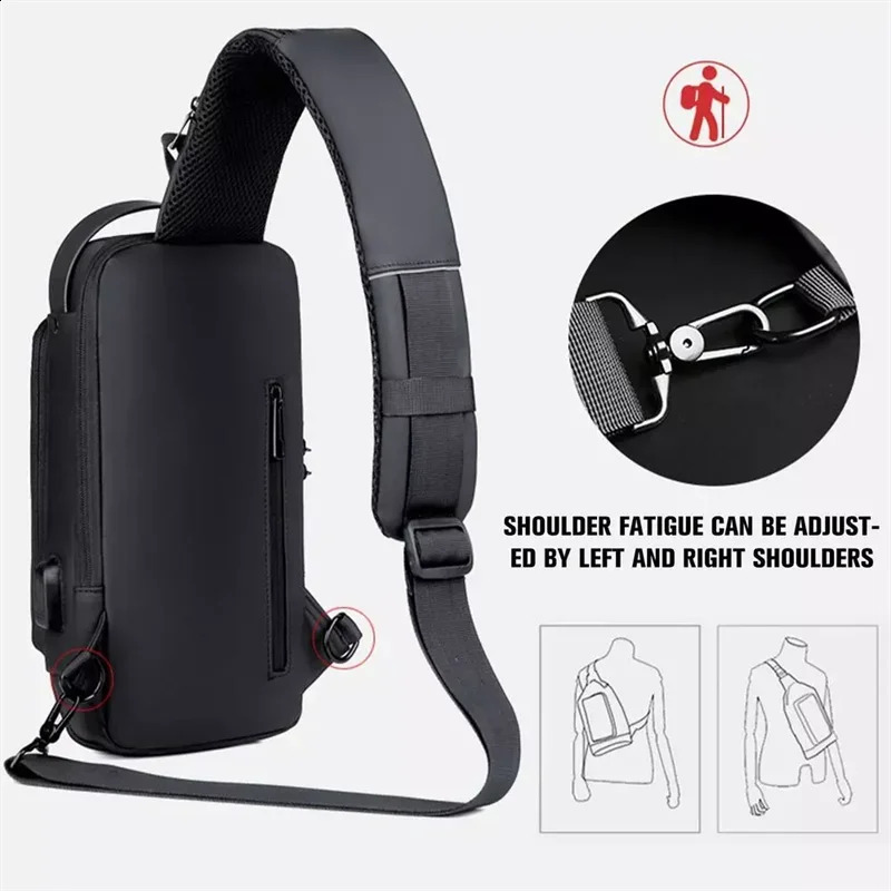 Mens Chest Bag Password Lock Anti-theft Biker Bag Leisure Outdoor Running Travel Waist Bag Shoulder Crossbody Sports Backpacks 240723